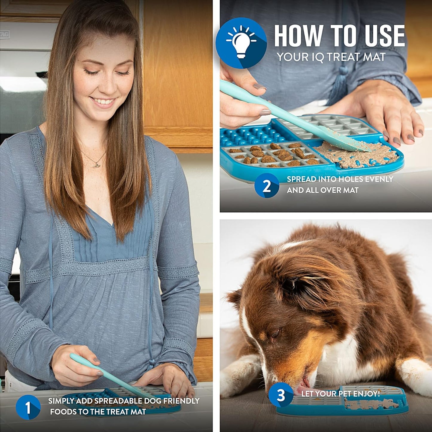 IQ Treat Lick Mat for Dogs & Cats | Dog & Cat Slow Feeder & Enrichment Toy | Made in USA